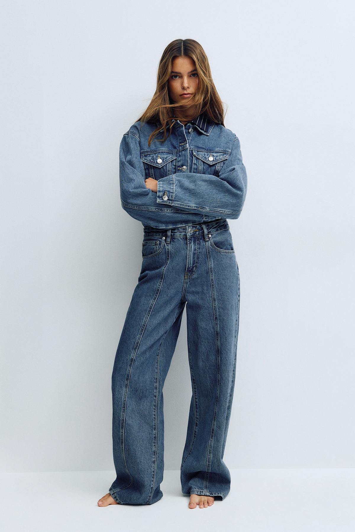 Wide front seam jeans - Scandi blue