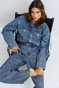 Wide front seam jeans - Scandi blue