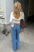 Wide front seam jeans - Scandi blue