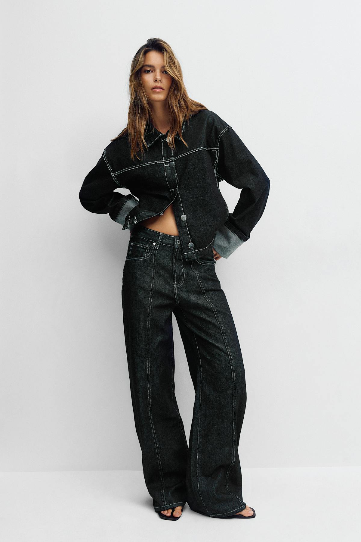 Wide front seam jeans - Scandi blue