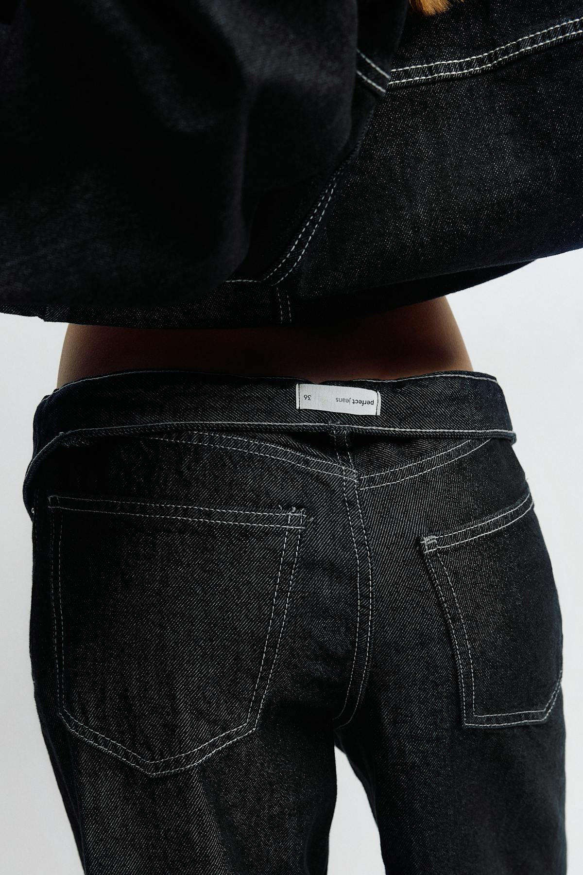 Wide front seam jeans - Black rinse