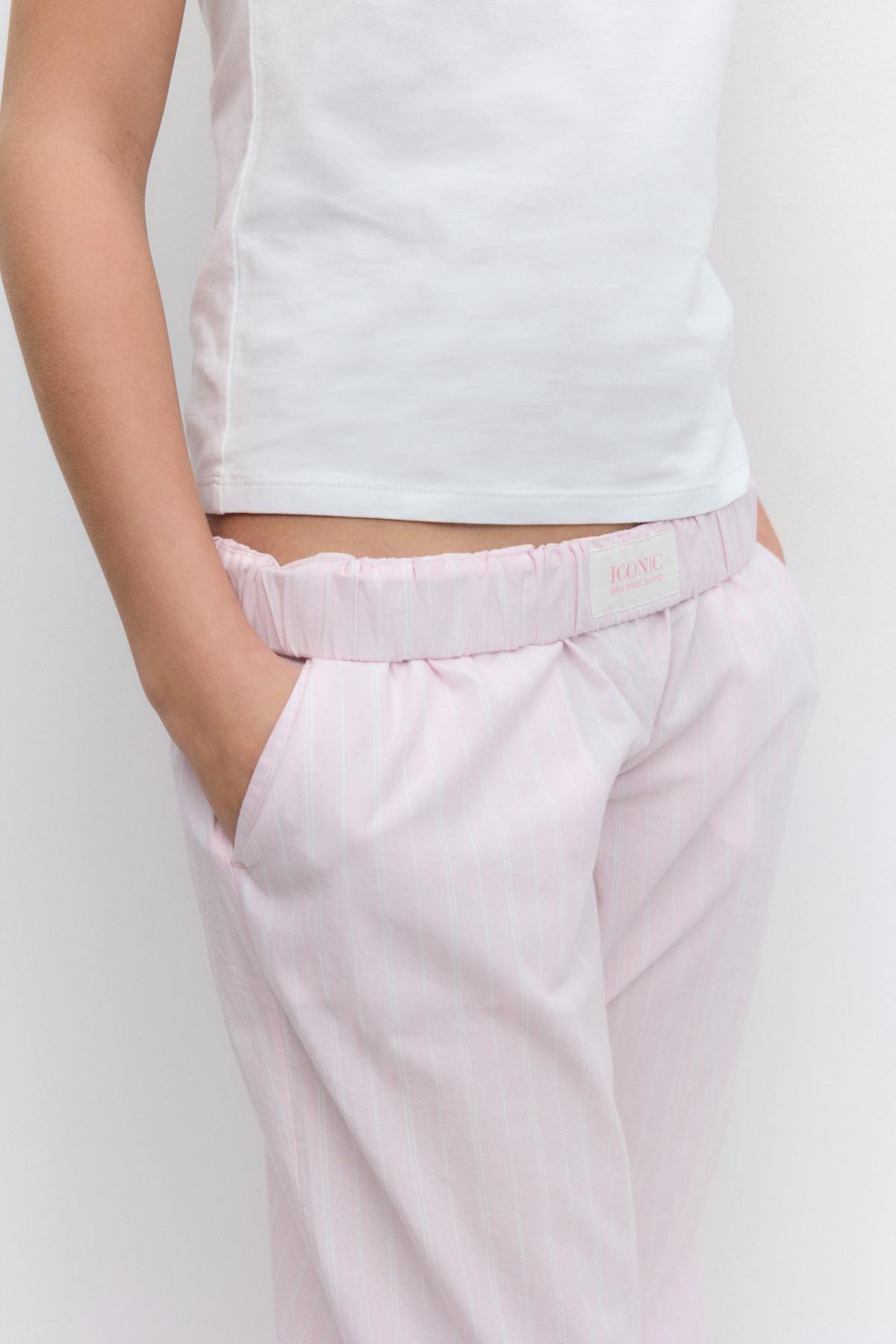 Y folded down trousers - Pink stripe