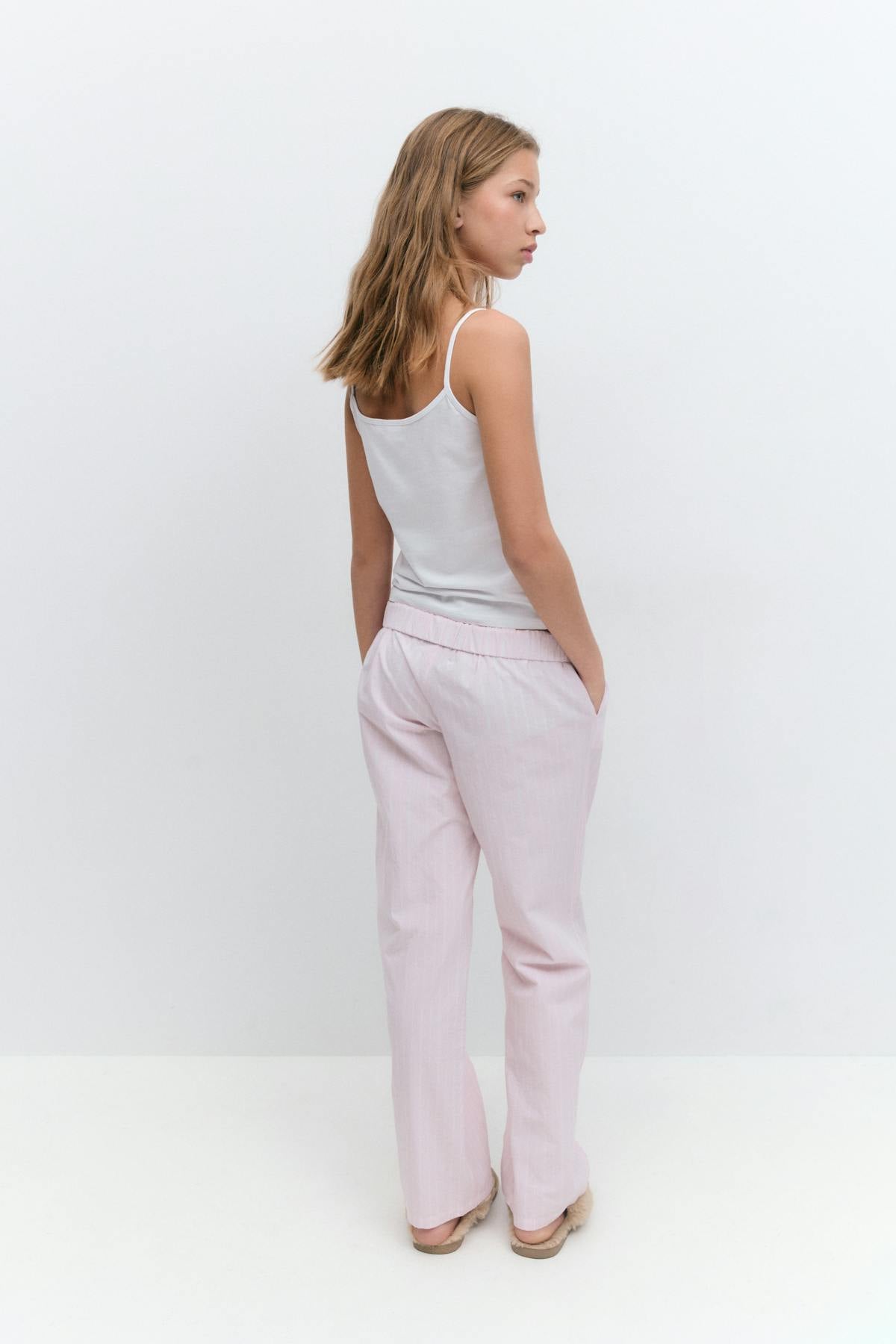 Y folded down trousers - Pink stripe