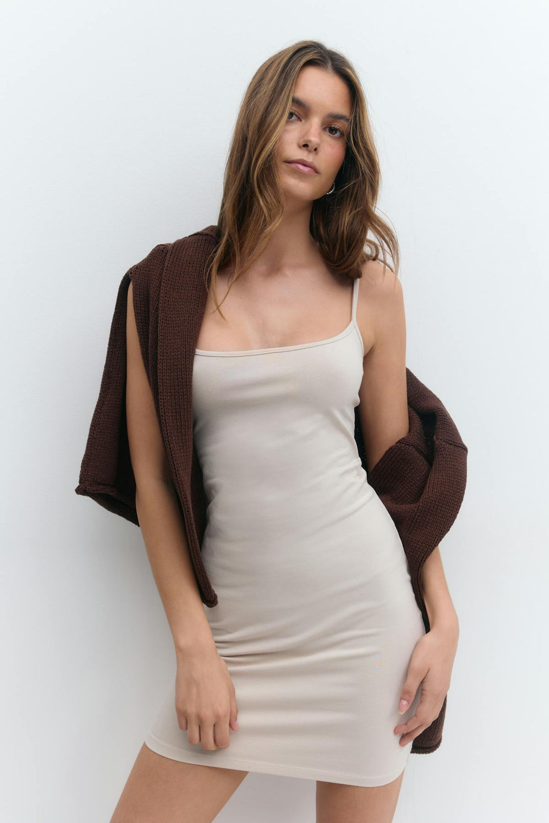 Basic mini slip dress - Moonbeam