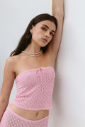 Knitted crochet tube top - Rose