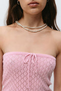 Knitted crochet tube top - Rose