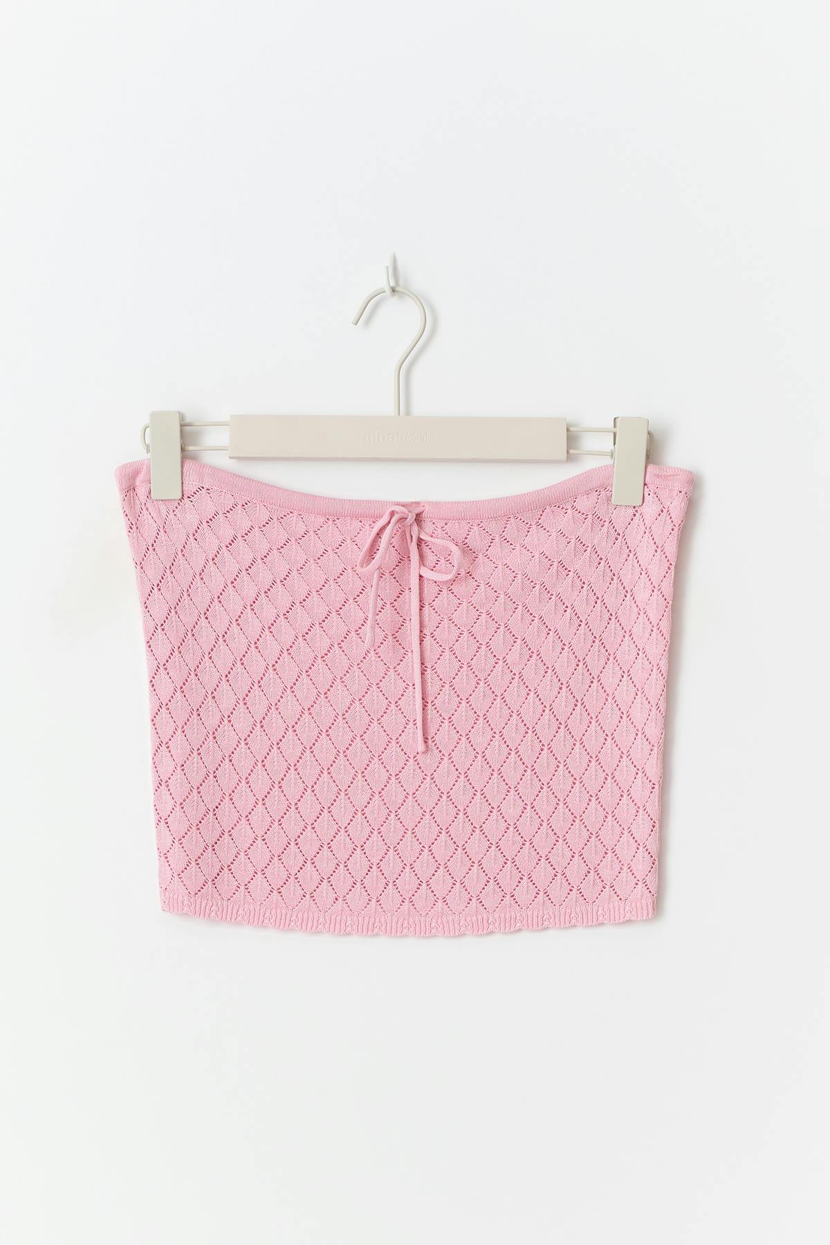 Knitted crochet tube top - Rose
