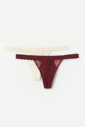 2-pack lace thong - Black/khaki g