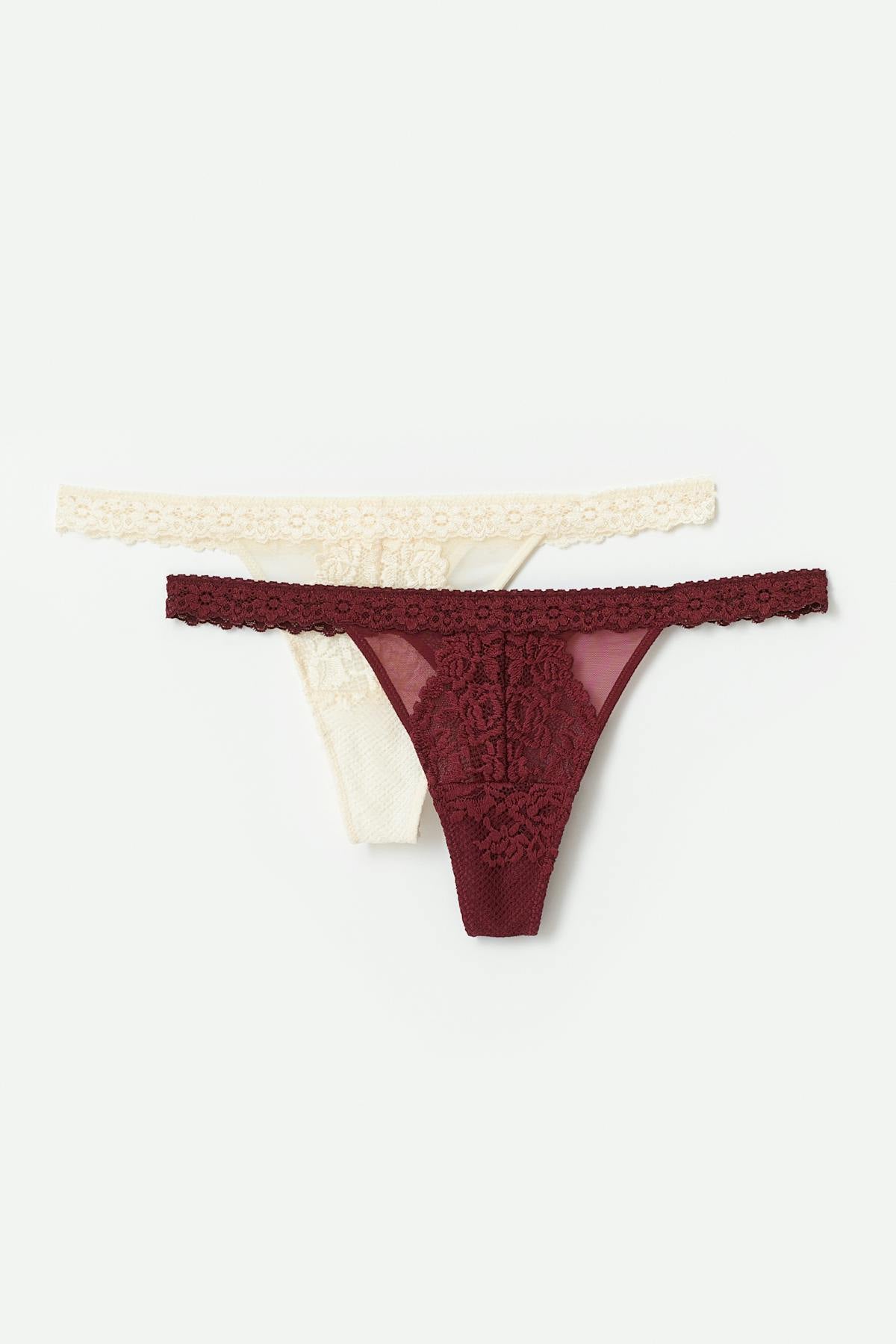 2-pack lace thong - Black/khaki g