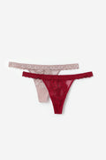 2-pack lace thong - White/multi