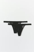2-pack lace thong - Brown/pink