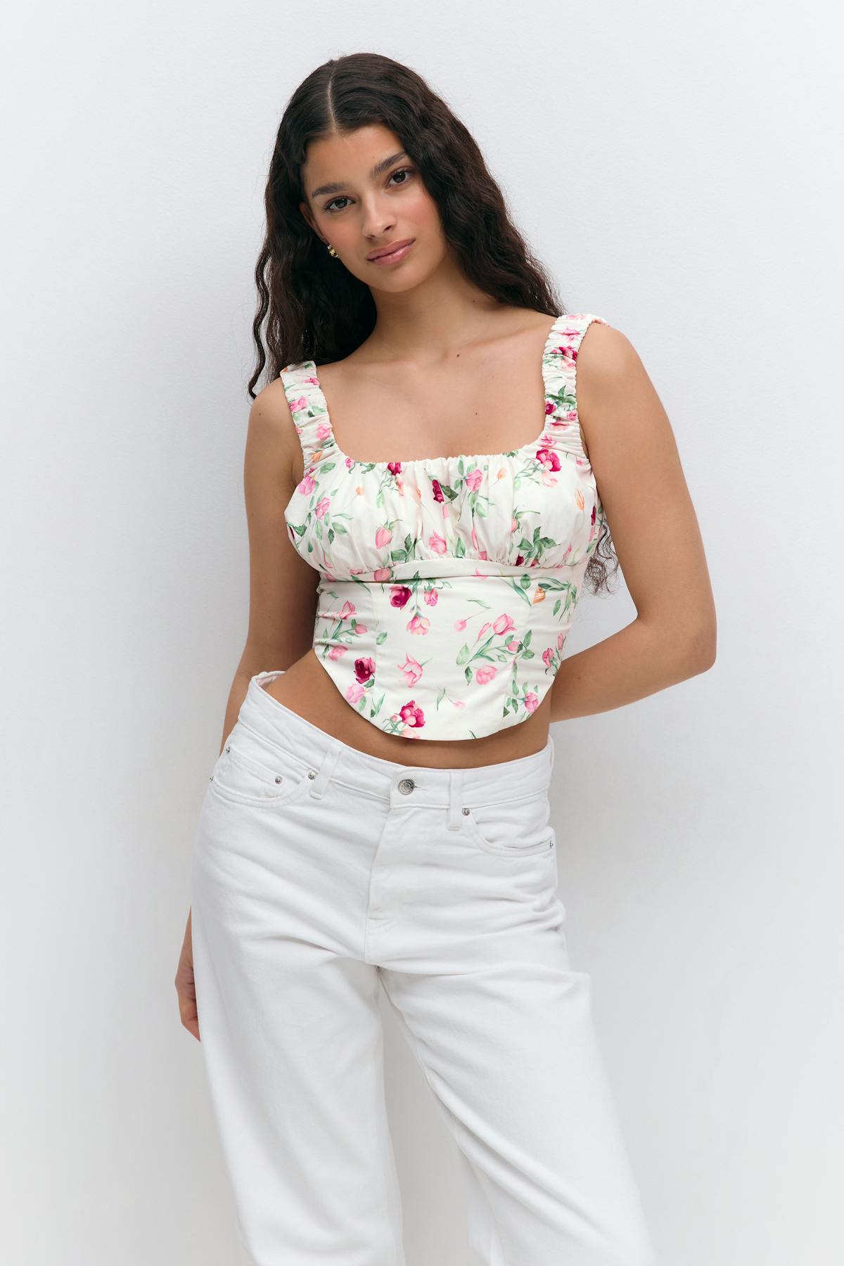 corset top - Flower aop
