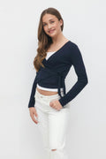 Wrap top - Navy blazer
