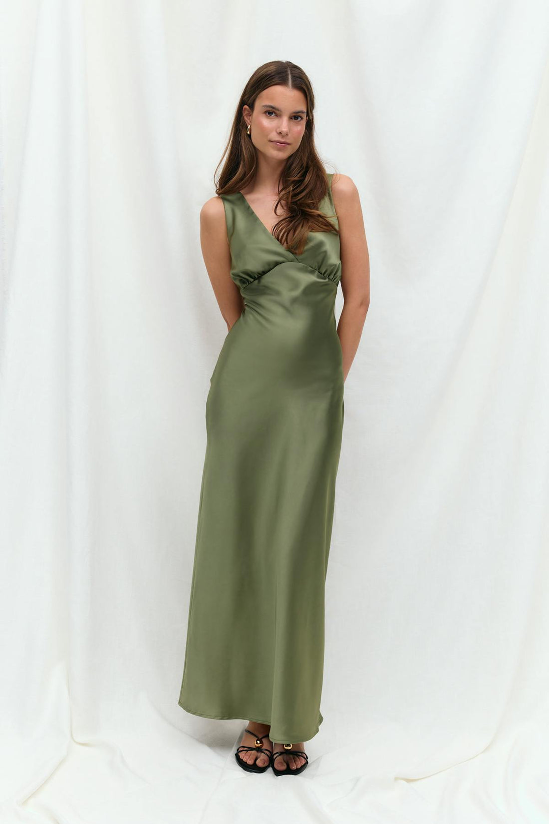 Satin dress - Kaki