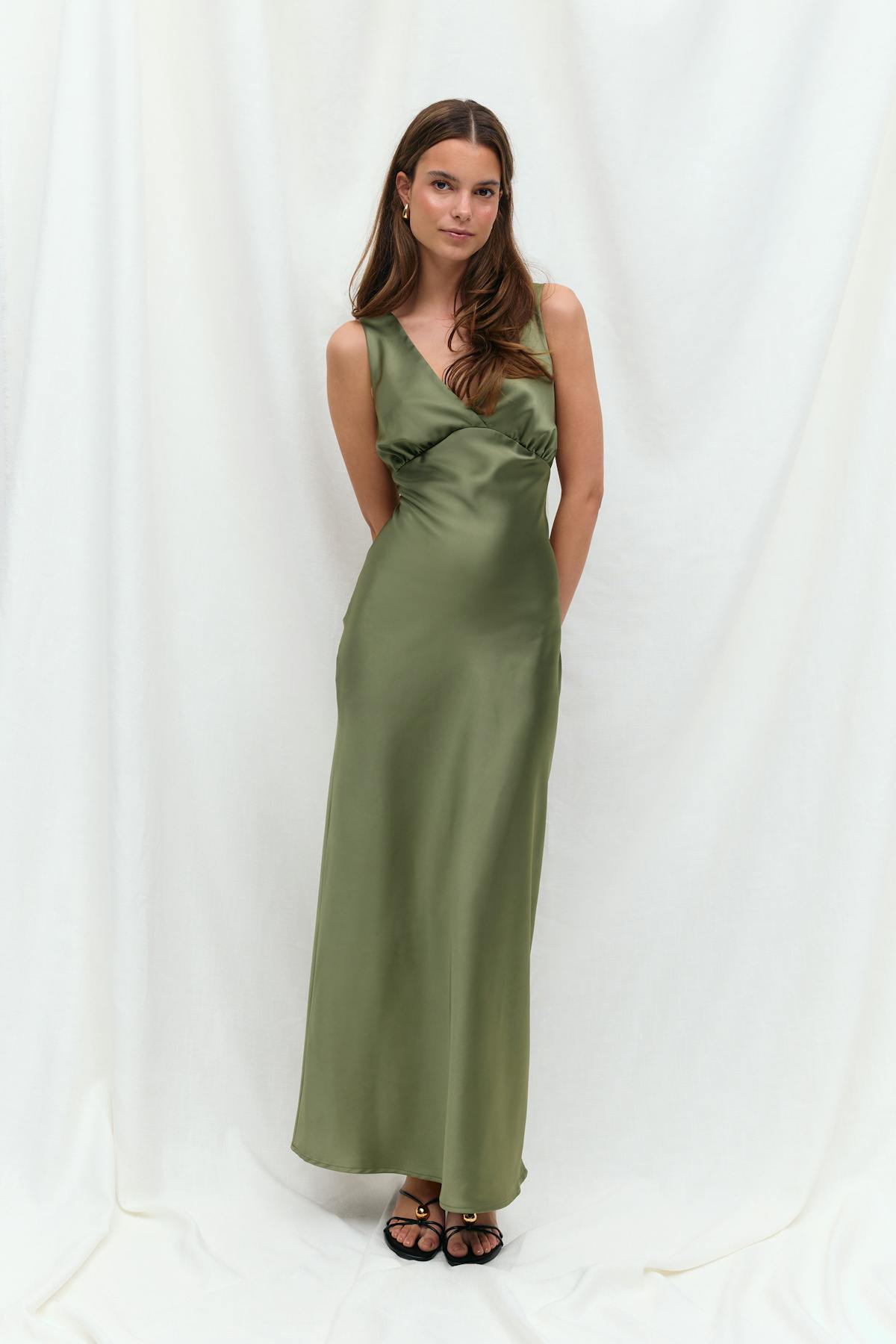 Satin dress - Kaki