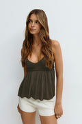 Knitted singlet - Brown melange