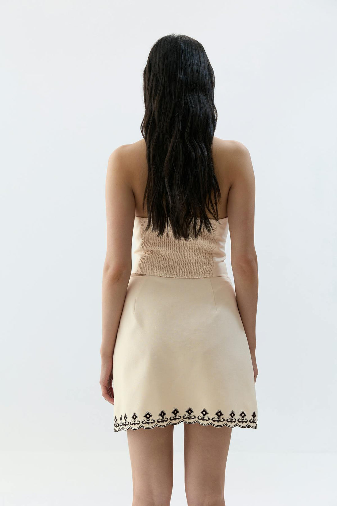 Embroidery skirt - Beige/black