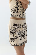 Embroidery skirt - Beige/black