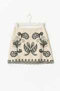 Embroidery skirt - Beige/black