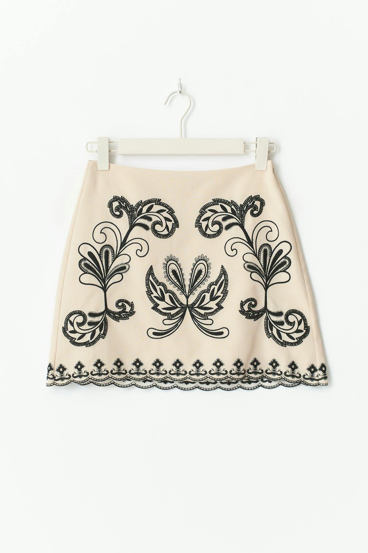Embroidery skirt - Beige/black