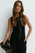 Knitted button down vest - Gardenia