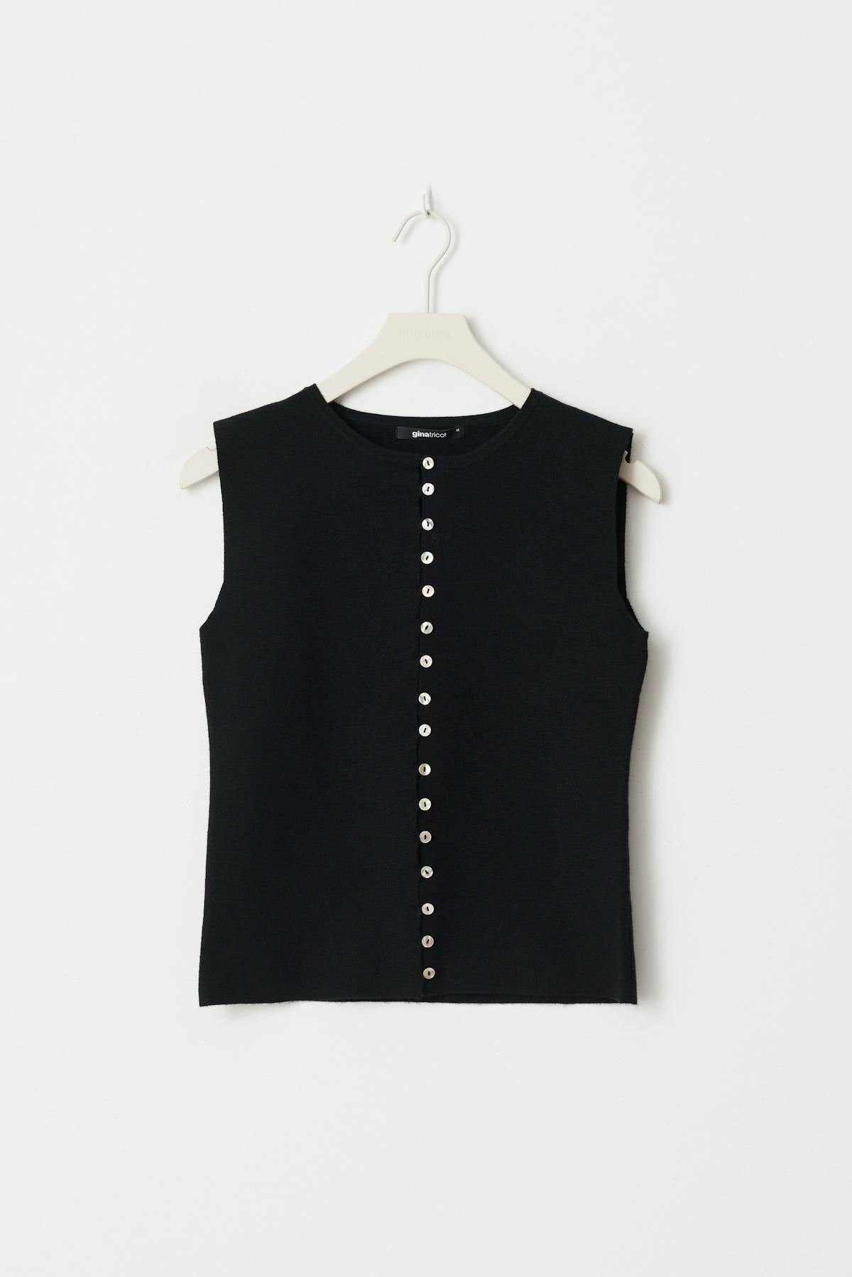 Knitted button down vest - Noir