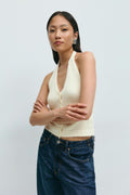 Knitted halterneck vest - Gardenia