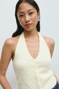 Knitted halterneck vest - Brown melange