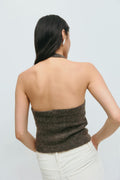 Knitted halterneck vest - Brown melange