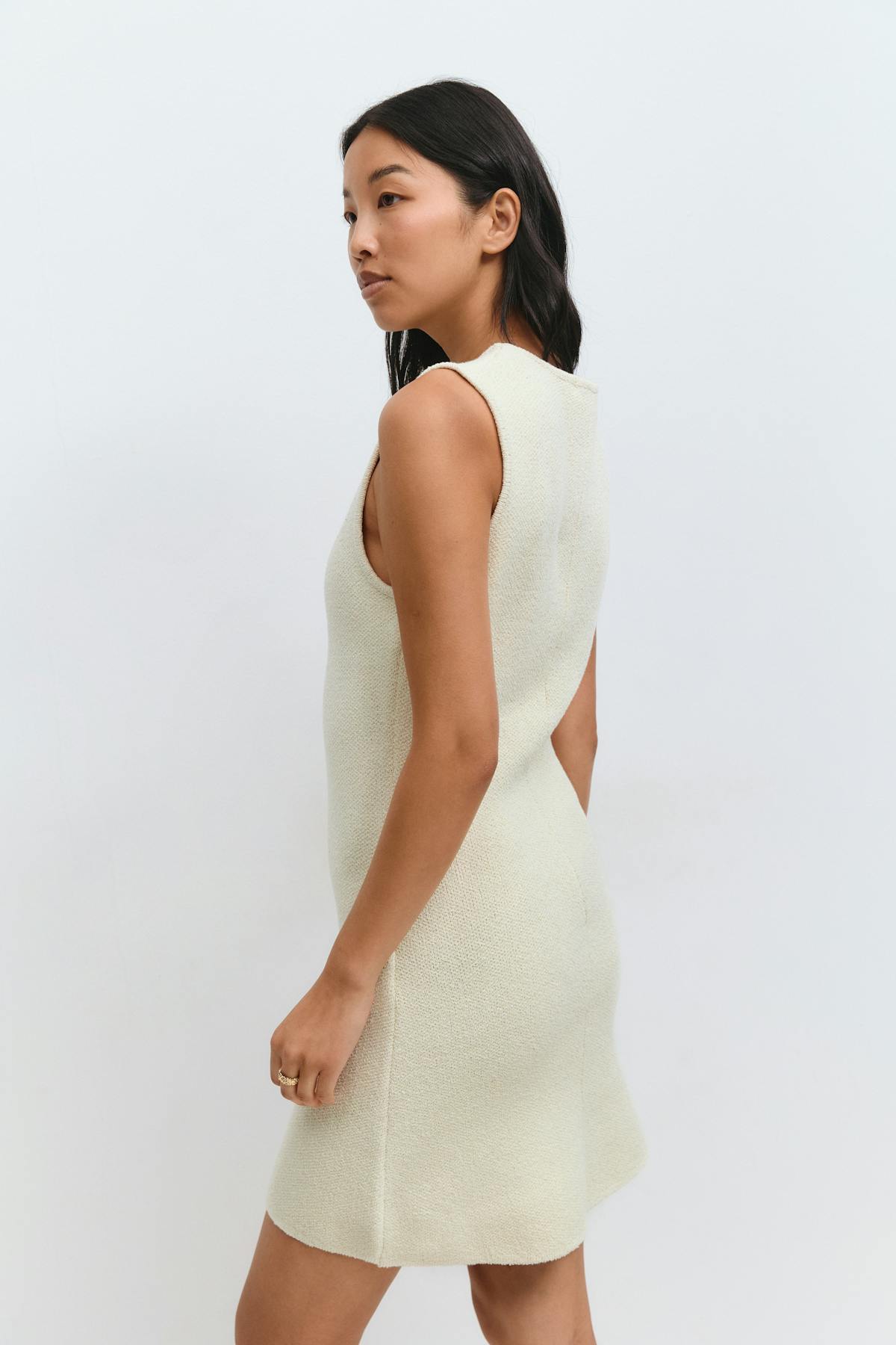 Knitted short vest dress - Raw white
