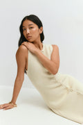 Knitted short vest dress - Raw white