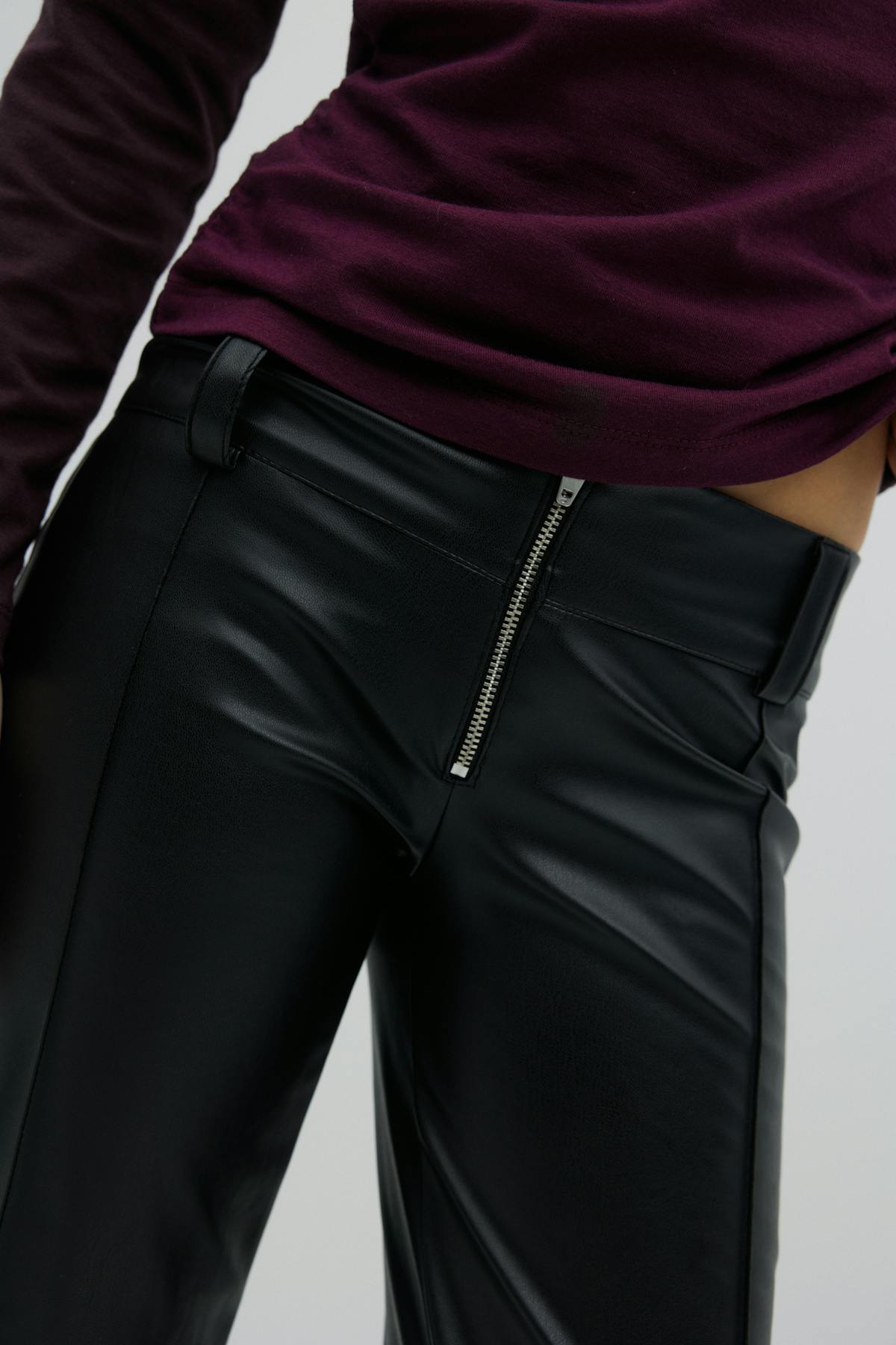 Y bootcut pu trousers - Noir