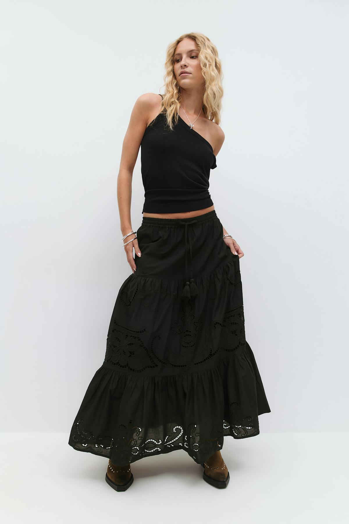 Broderie maxi skirt - Blanc