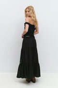 Broderie maxi skirt - Noir