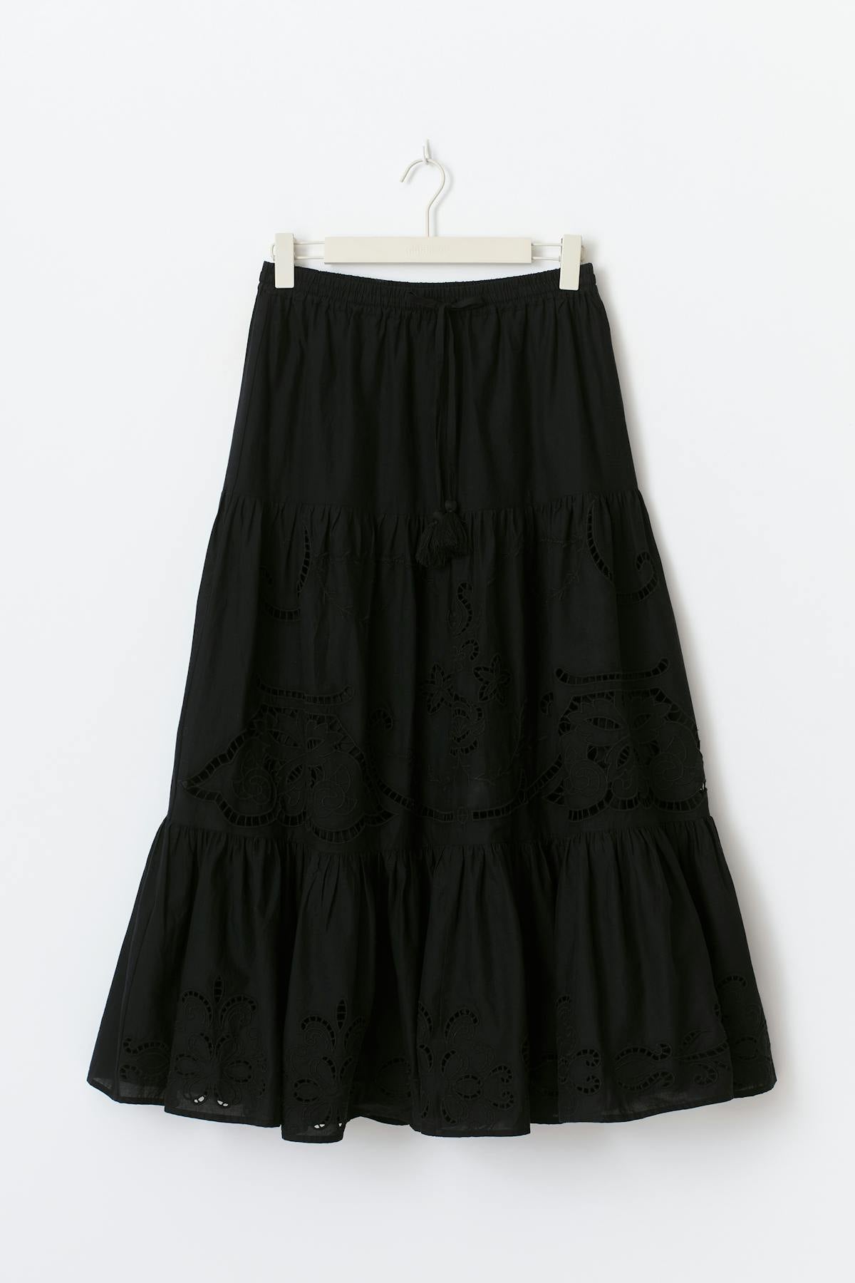 Broderie maxi skirt - Noir