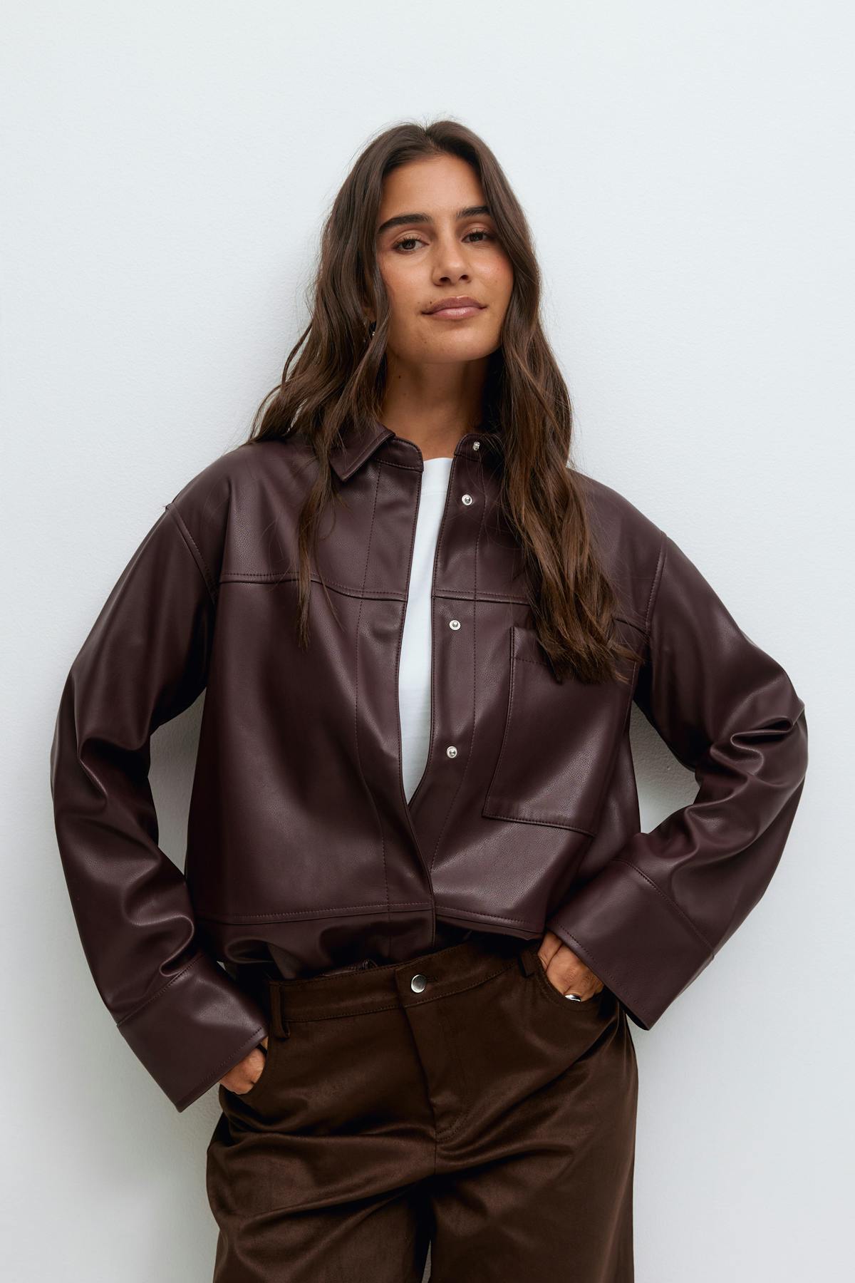 Pu shirt - Marron