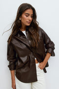Pu shirt - Marron