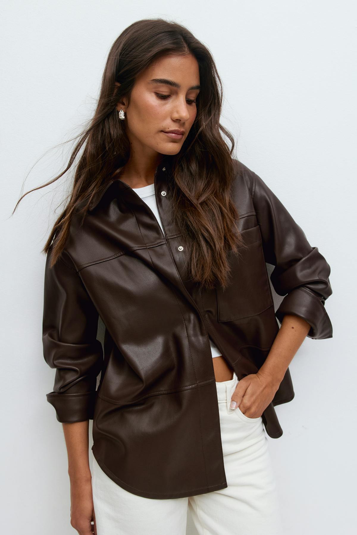 Pu shirt - Marron