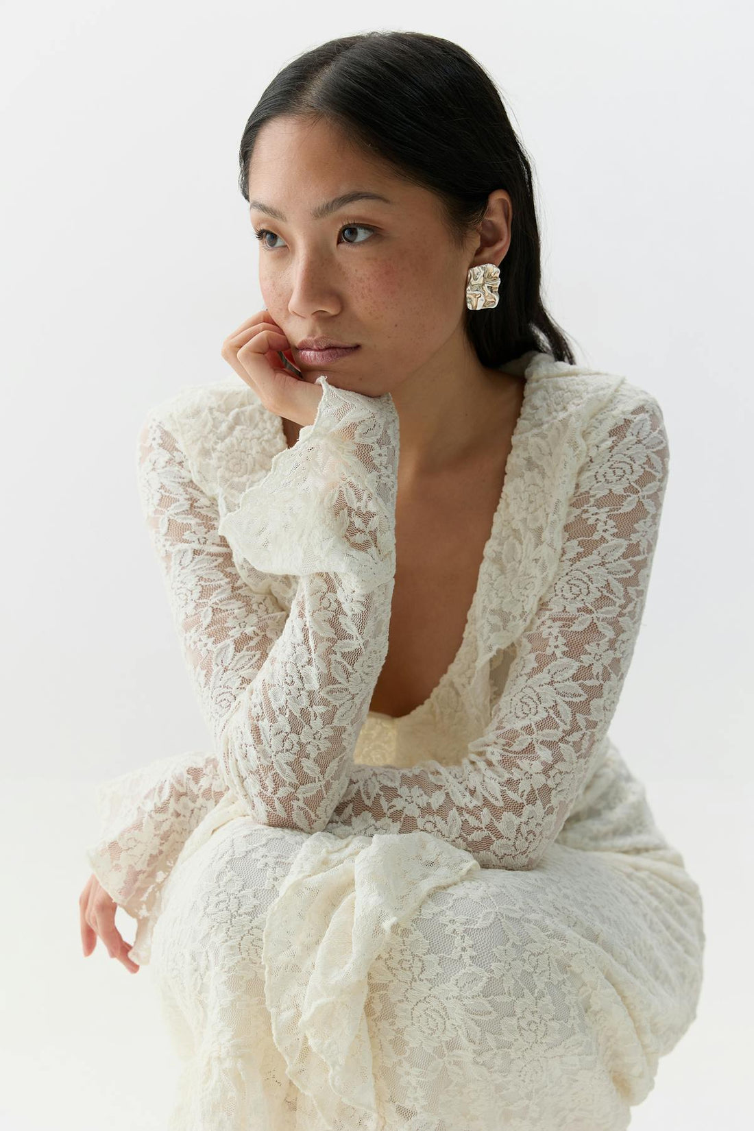 Frill maxi dress - Egret
