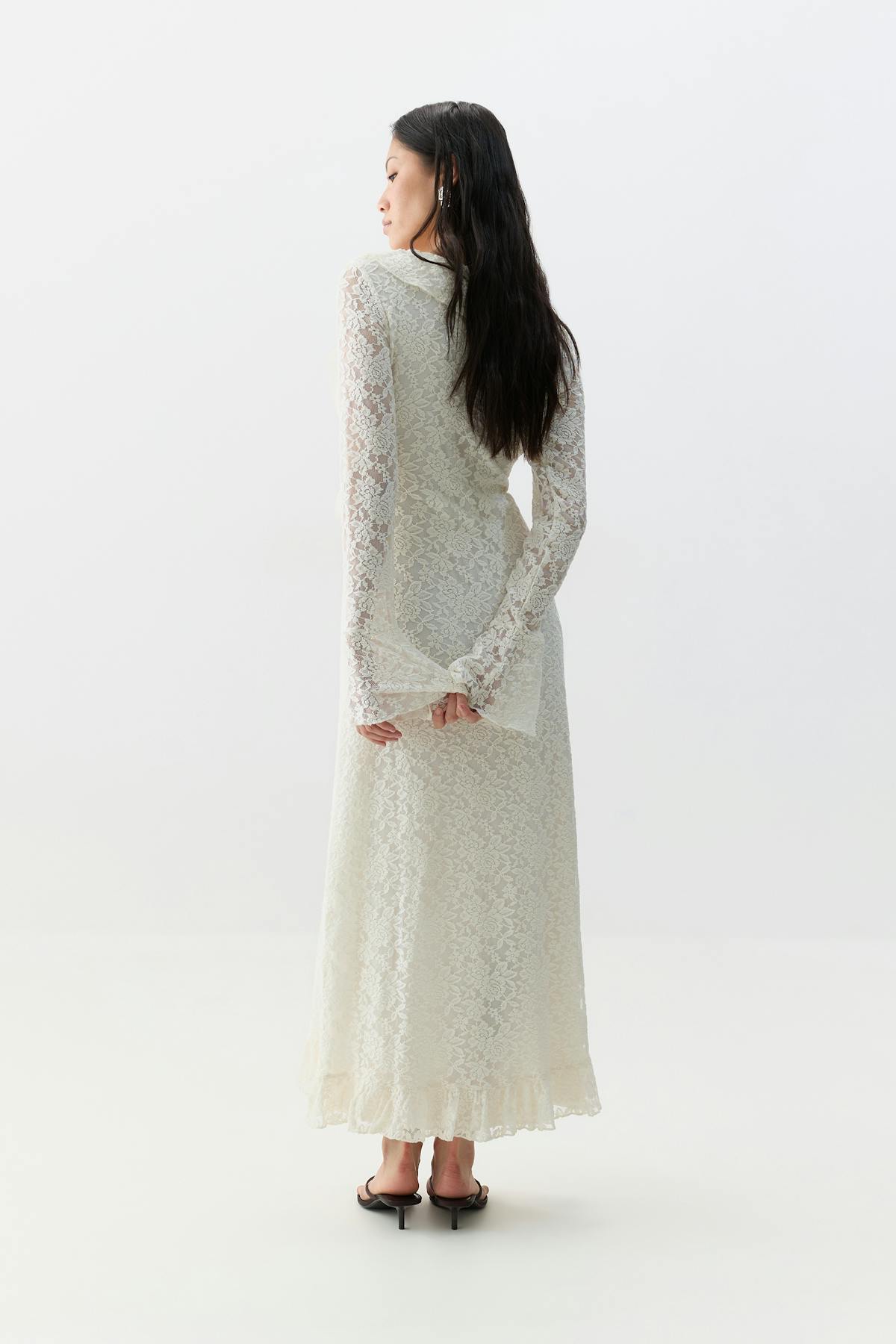 Frill maxi dress - Egret