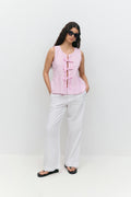 Sleeveless blouse - Pink check