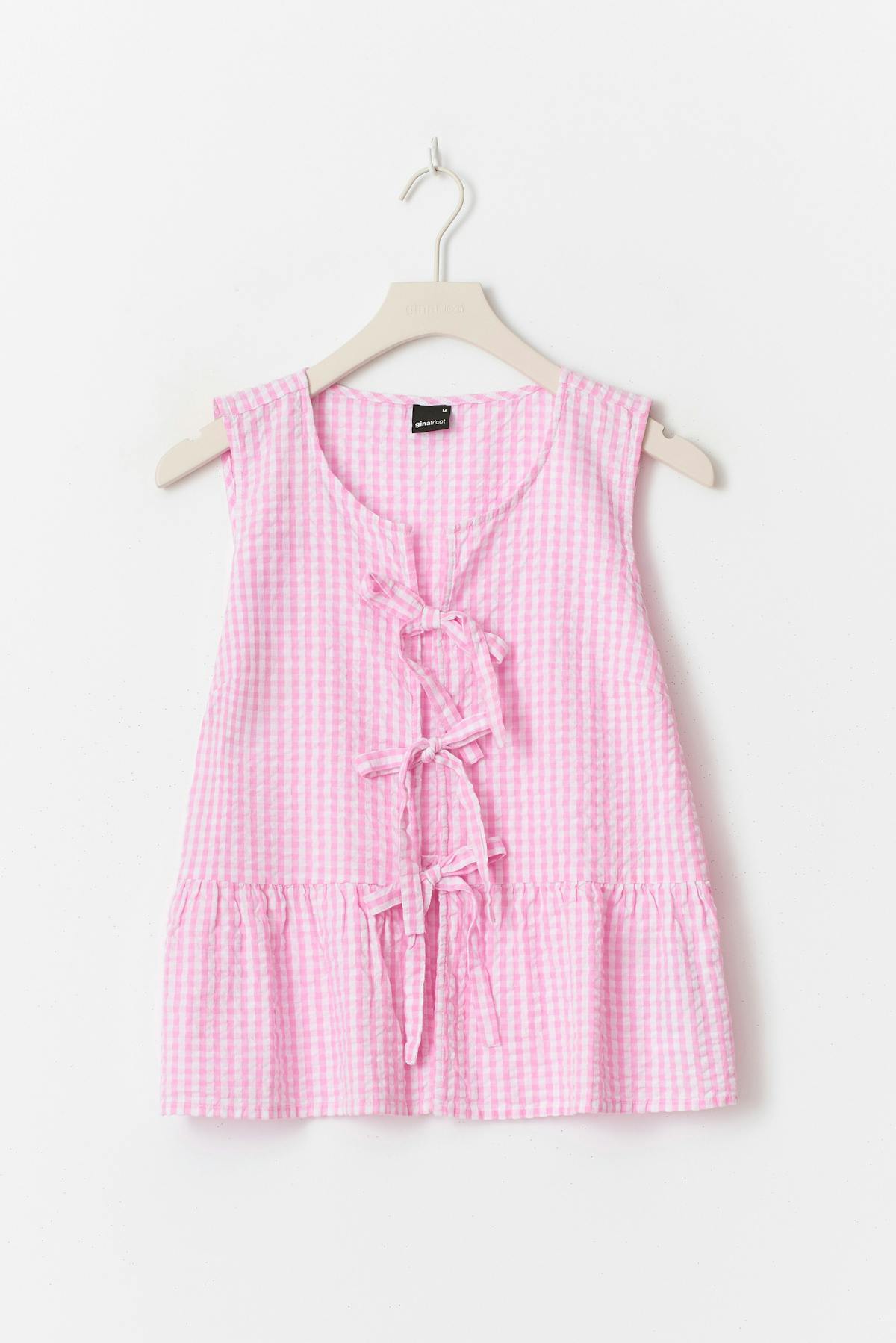 Sleeveless blouse - Pink check