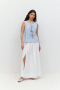 Sleeveless blouse - Blue check