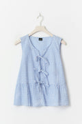 Sleeveless blouse - Blue check