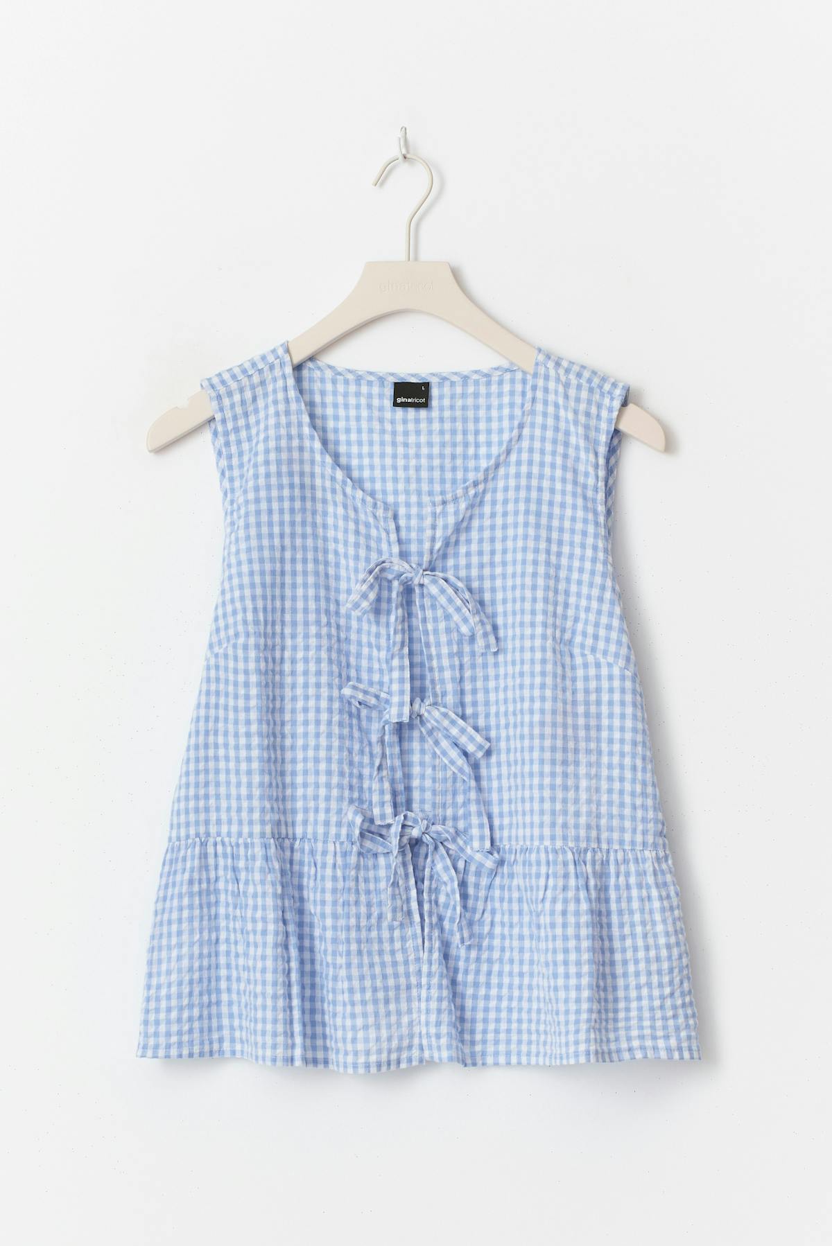 Sleeveless blouse - Blue check