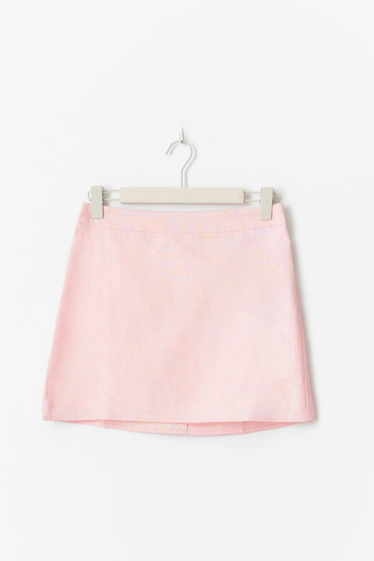 Linen blend mini skirt - Ballet slipper