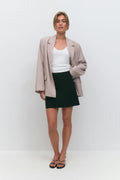 Linen blend mini skirt - Noir