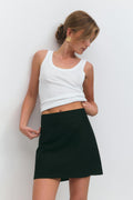 Linen blend mini skirt - Noir