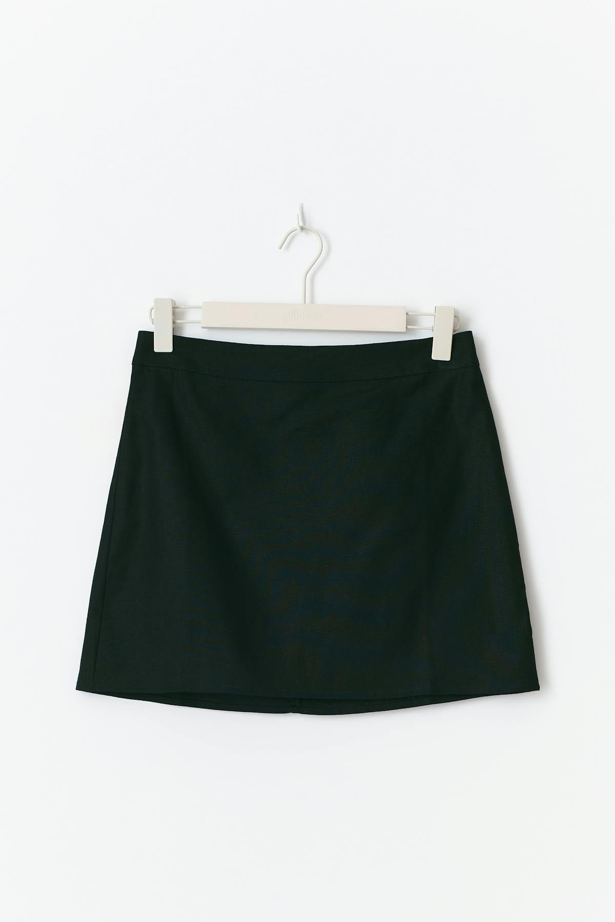 Linen blend mini skirt - Noir