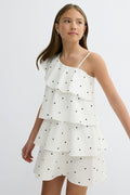 Y one shoulder frill dress - Dot aop